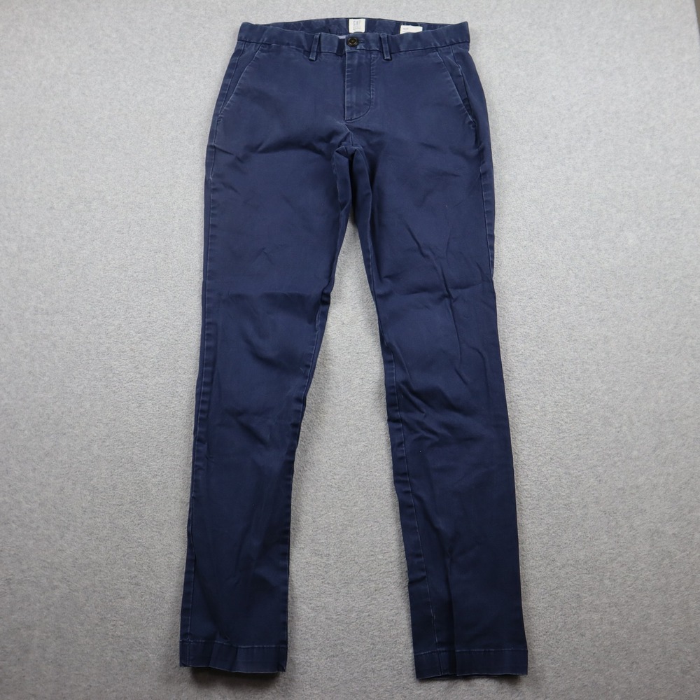 Gap Chino Pants Mens 29x32 Athletic Fit Navy Blue Gap For Good Stretch Trousers